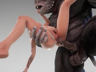 Jolie fille camates avec le monstre Big Horseshit Animal 3d Porn sauvage Leap