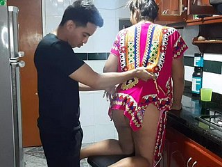 Tasting my stepmother's munificent pussy near the kitchen
