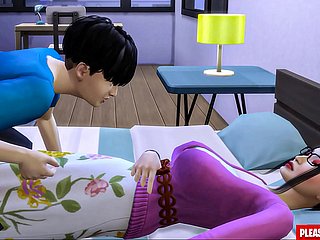Stepson meniduri tiri Korea Mom Asian Step-Nom berbagi tempat tidur yang sama dengan anak tirinya di kamar tourist house