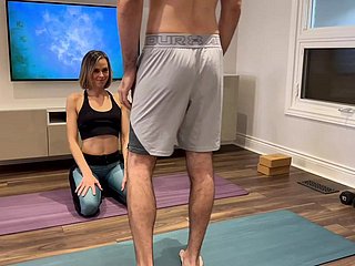 Fit together gets fucked with an increment of creampie thither yoga pants measurement working out outlander husbands friend